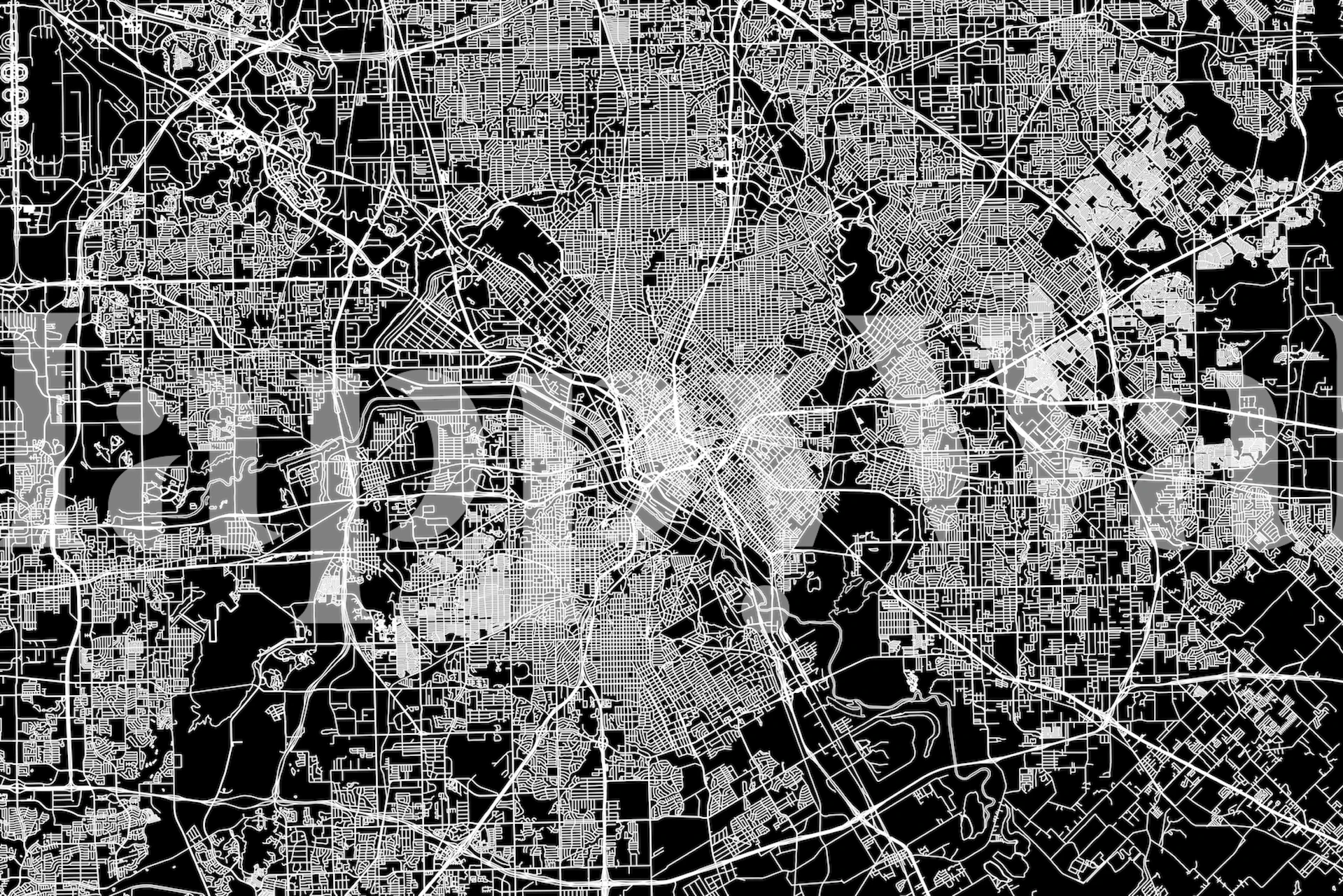 Dallas Black Map wallpaper in a stylish room