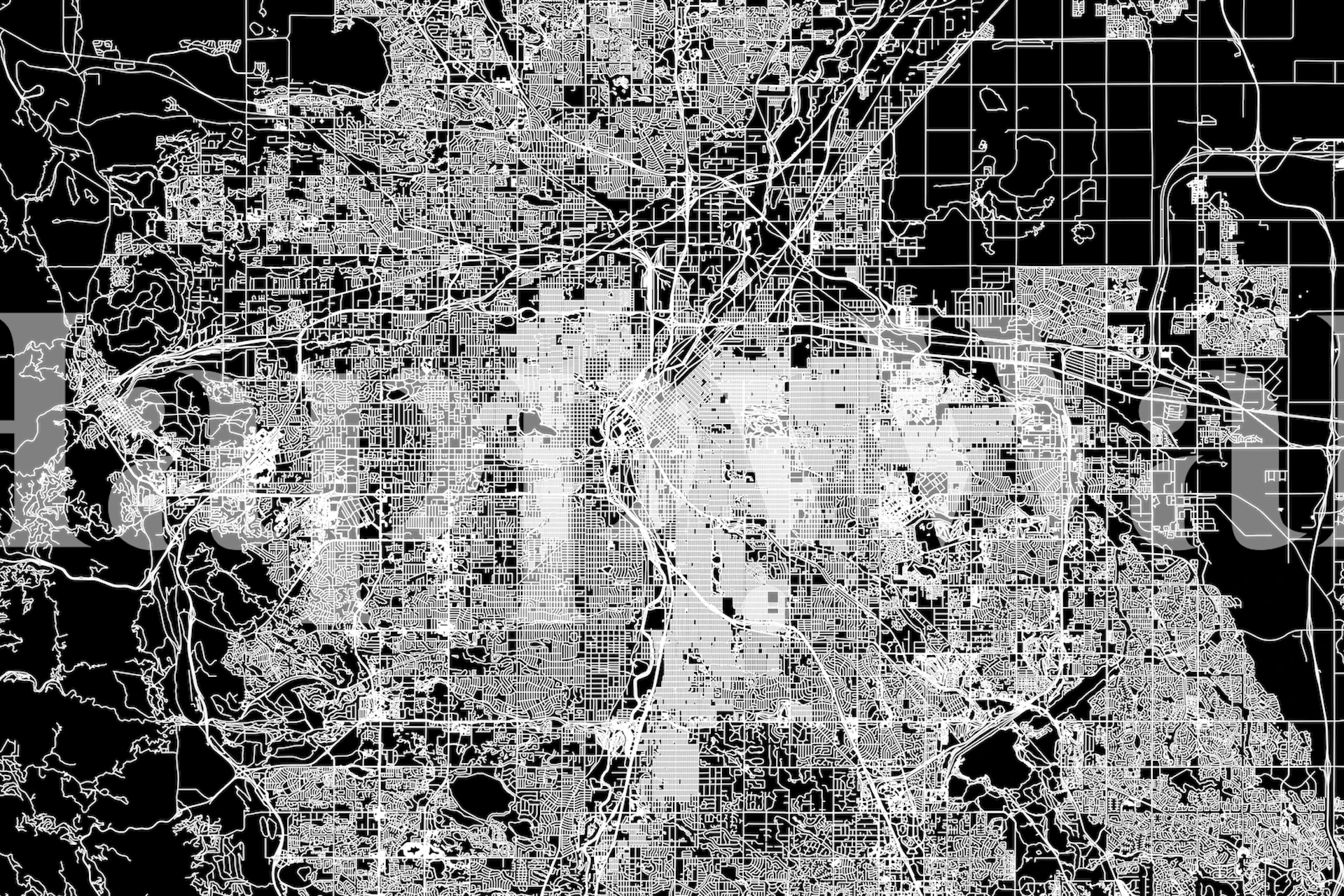 Denver Black Map Tapete in einem modernen Raum