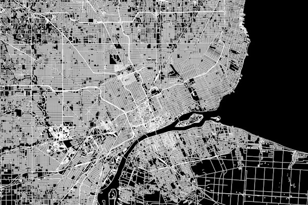 Detroit Black Map
