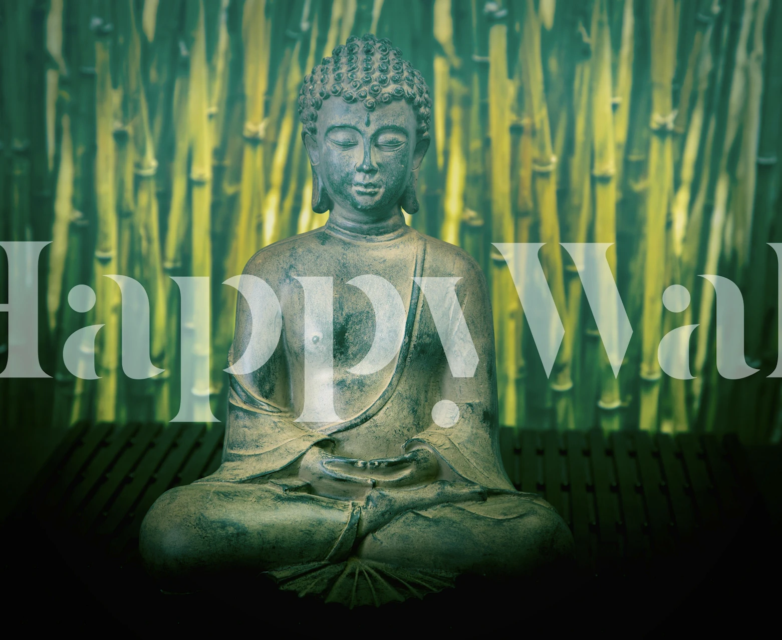 Buddha statue with green bamboo background wallpaper