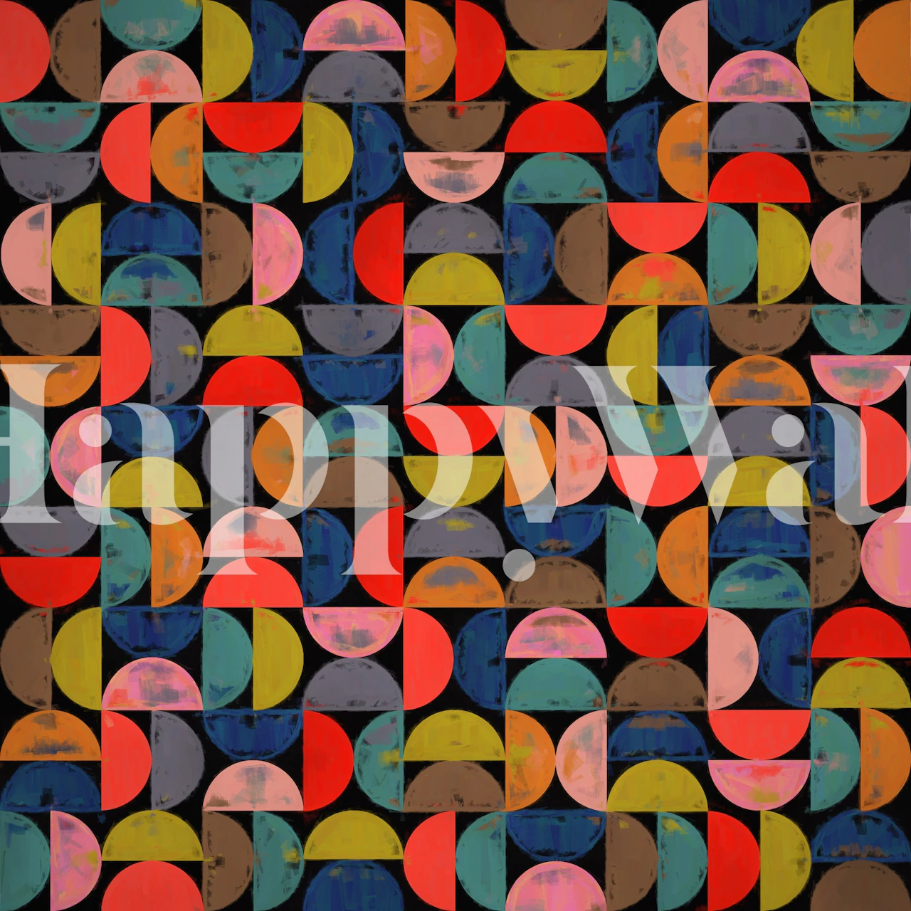 Colorful semi-circle pattern wall mural