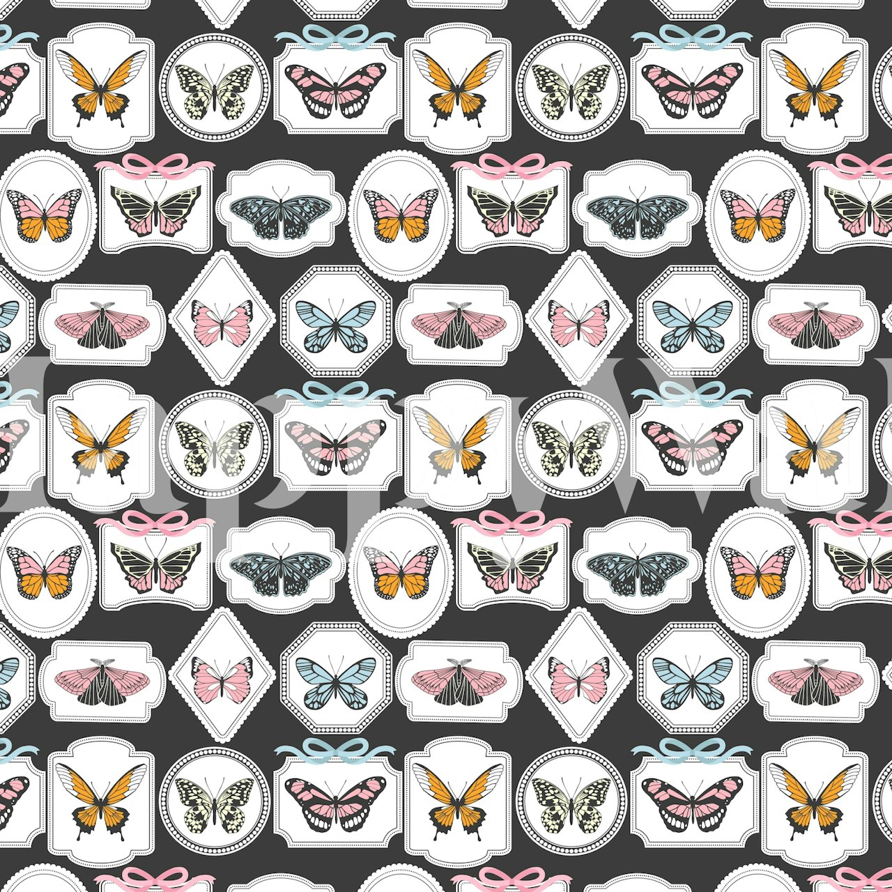 Butterfly wallpaper design in a room