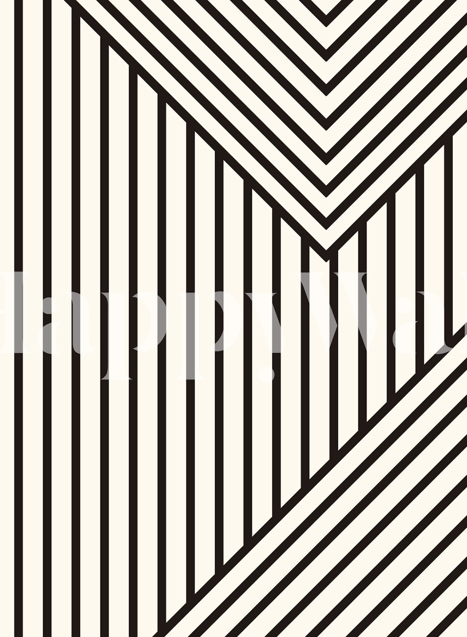 Geometric line art wallpaper on a room's wall