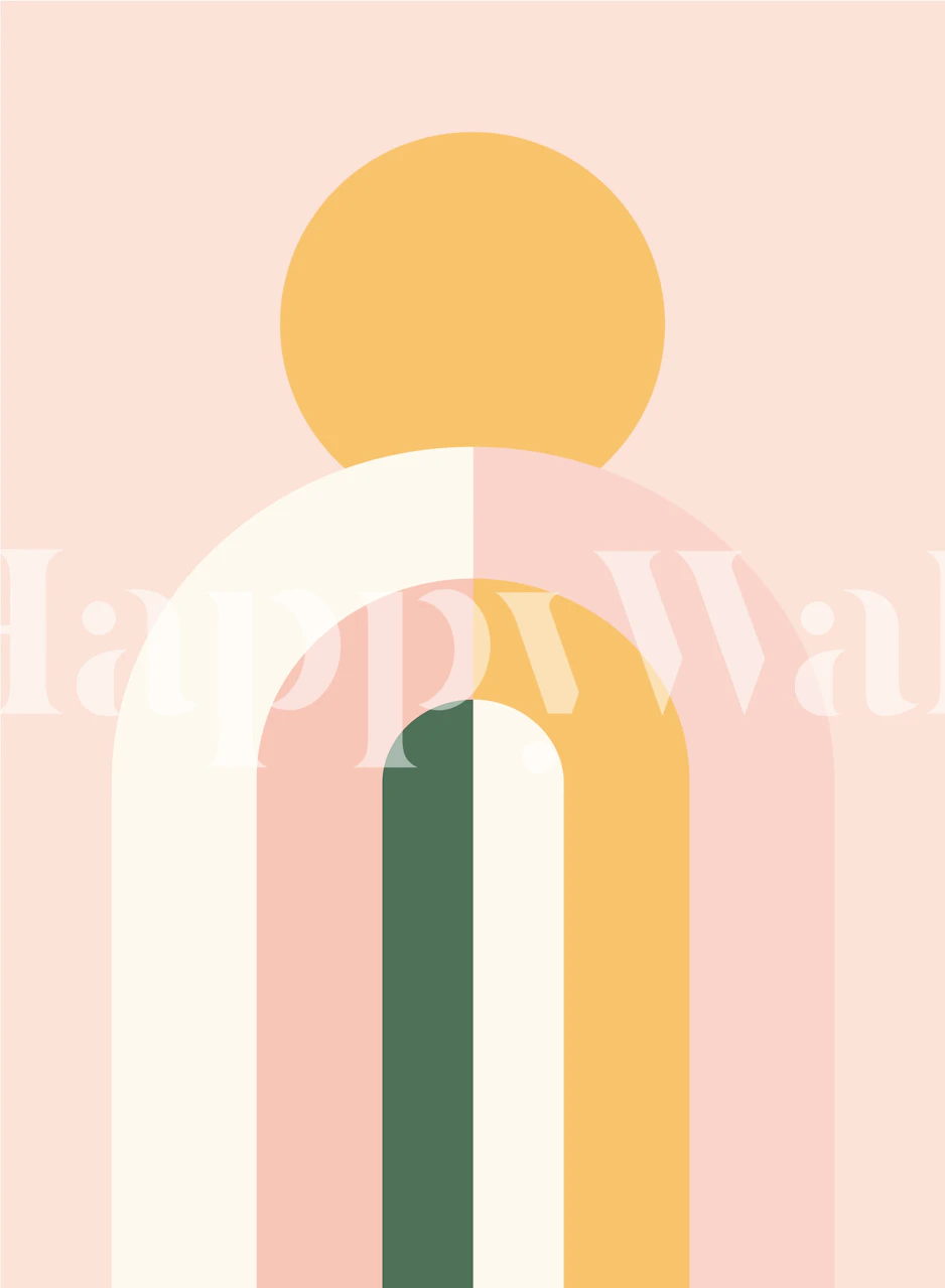 Papier peint Bold Rainbow Sun dans un cadre de pièce