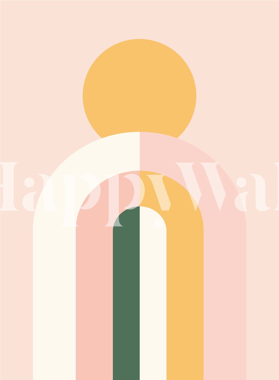 Bold Rainbow Sun wallpaper in a room setting