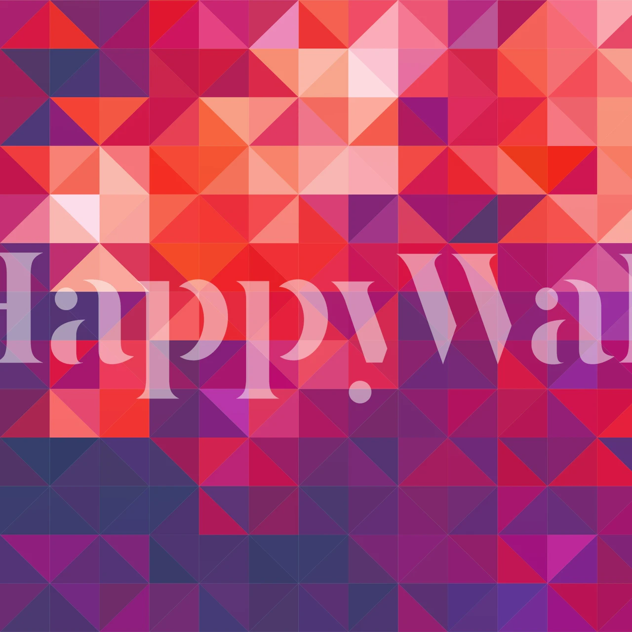 Geometric pattern wall mural with red, purple, and pink triangles