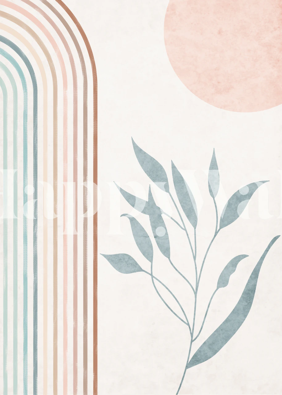 Pastel abstract wallpaper with arches and leaves