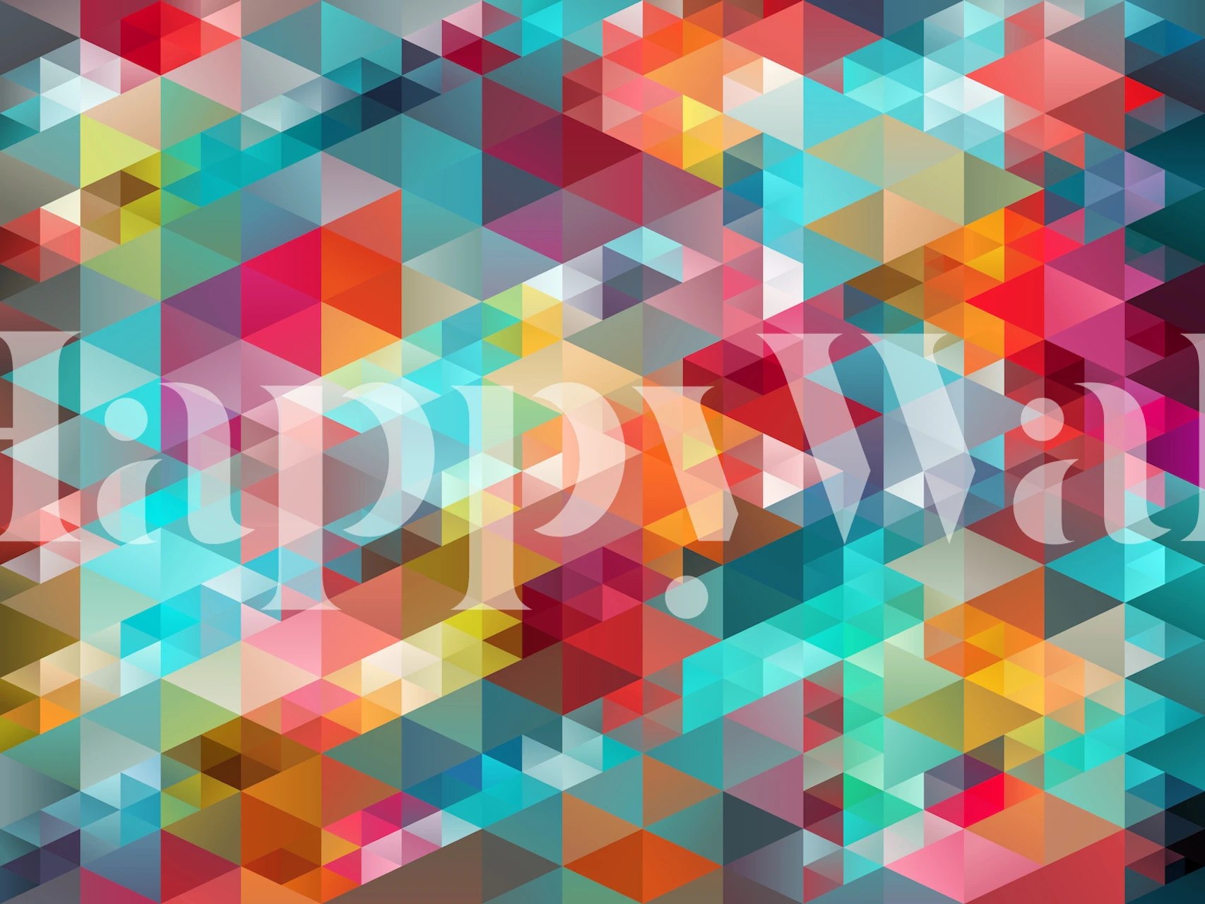 Colorful triangles in vibrant hues creating a geometric pattern wallpaper