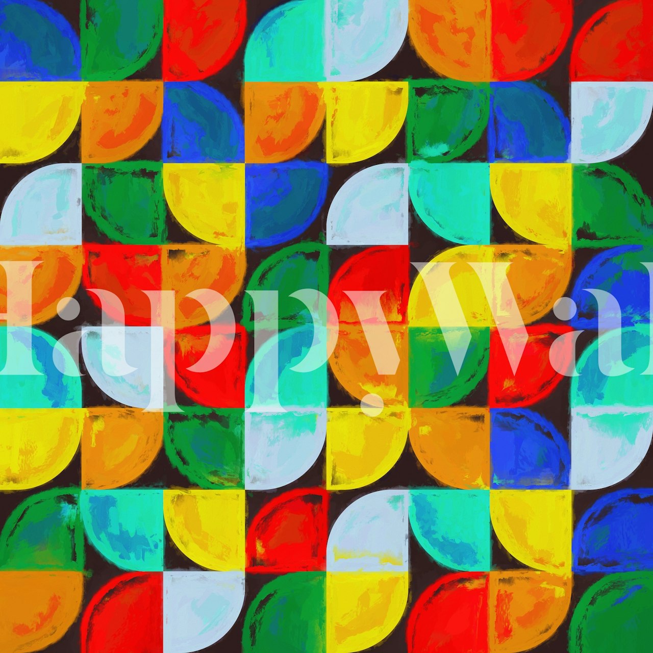 Colorful geometric semi-circles in bright shades wallpaper