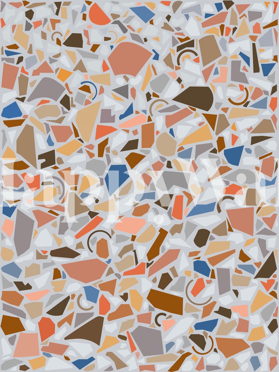 Terrazzo Pattern 2 τοιχογραφία με γεωμετρικά κομματάκια σε ζεστά χρώματα