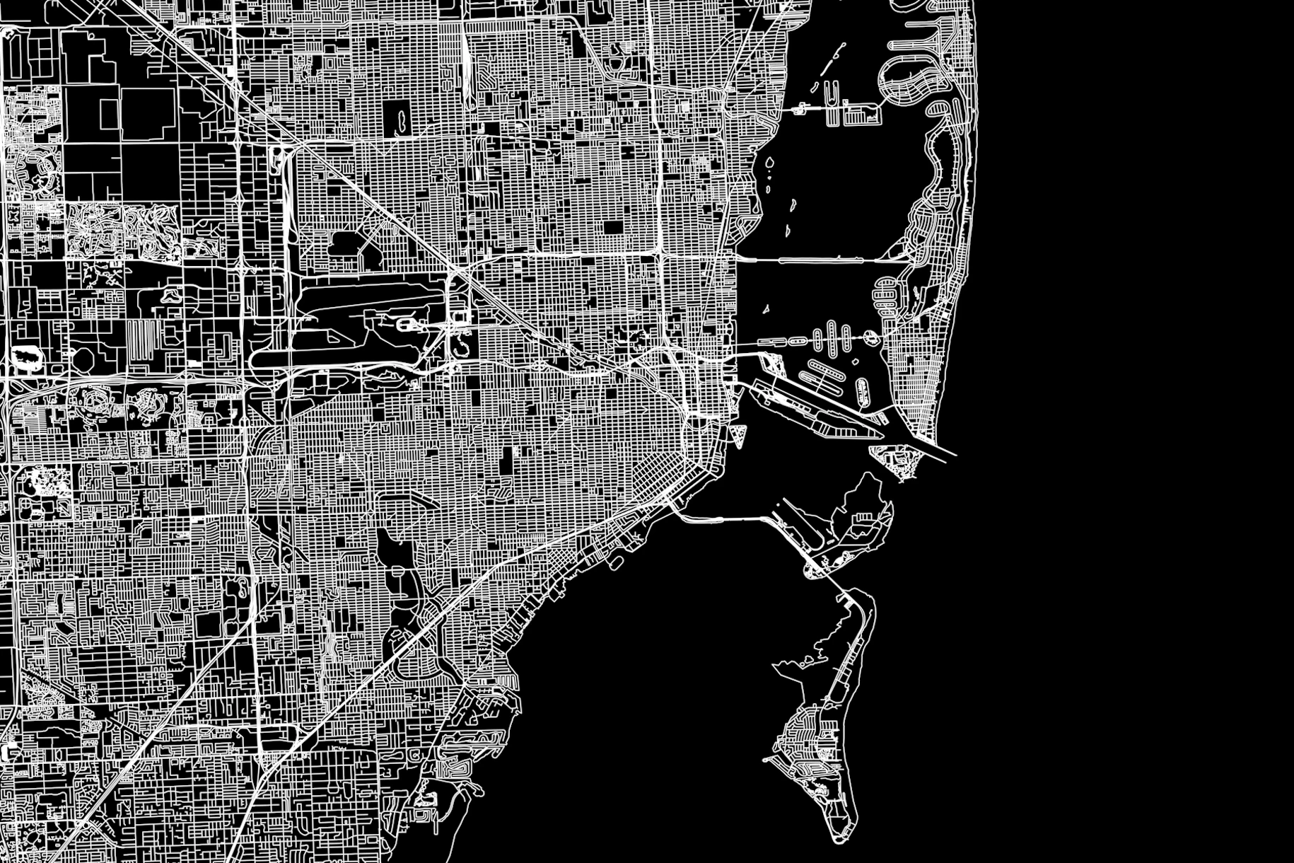 Miami Black Map wallpaper - Happywall