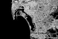 San Diego Black Map papel de parede