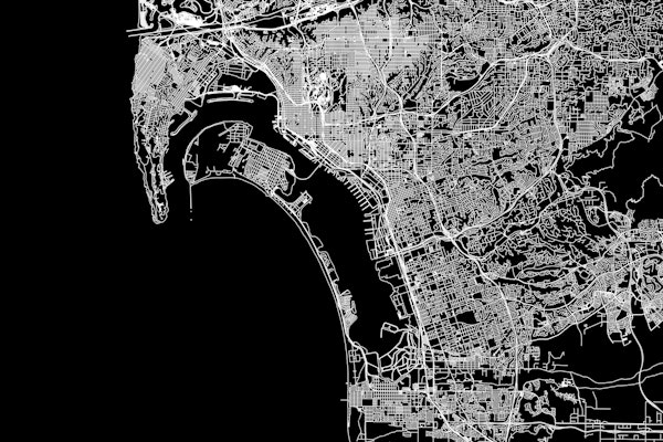 San Diego Black Map