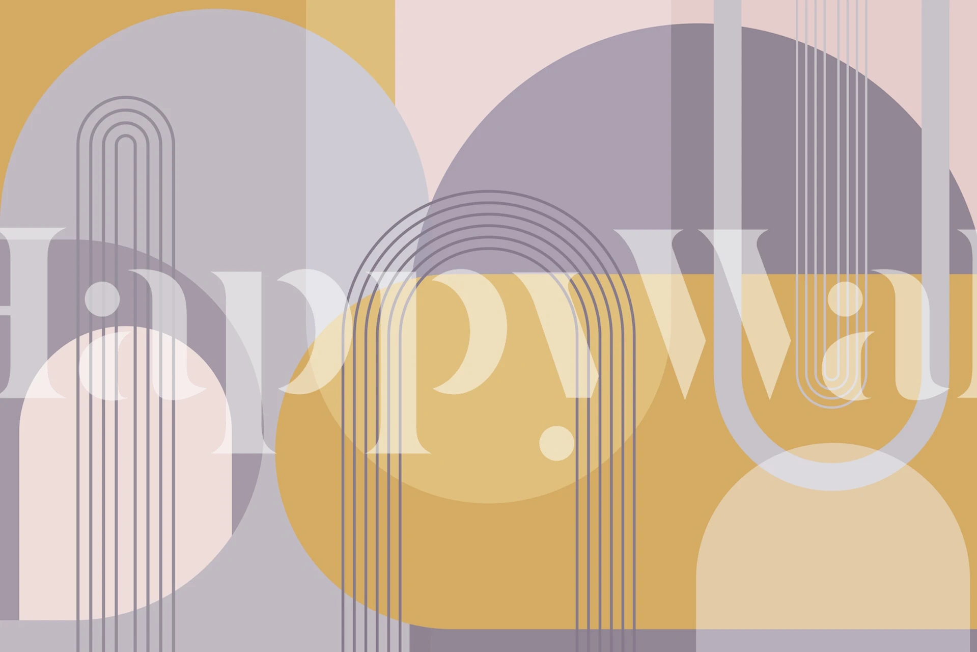 Abstract Arches Lilac Mustard tapet i et rum