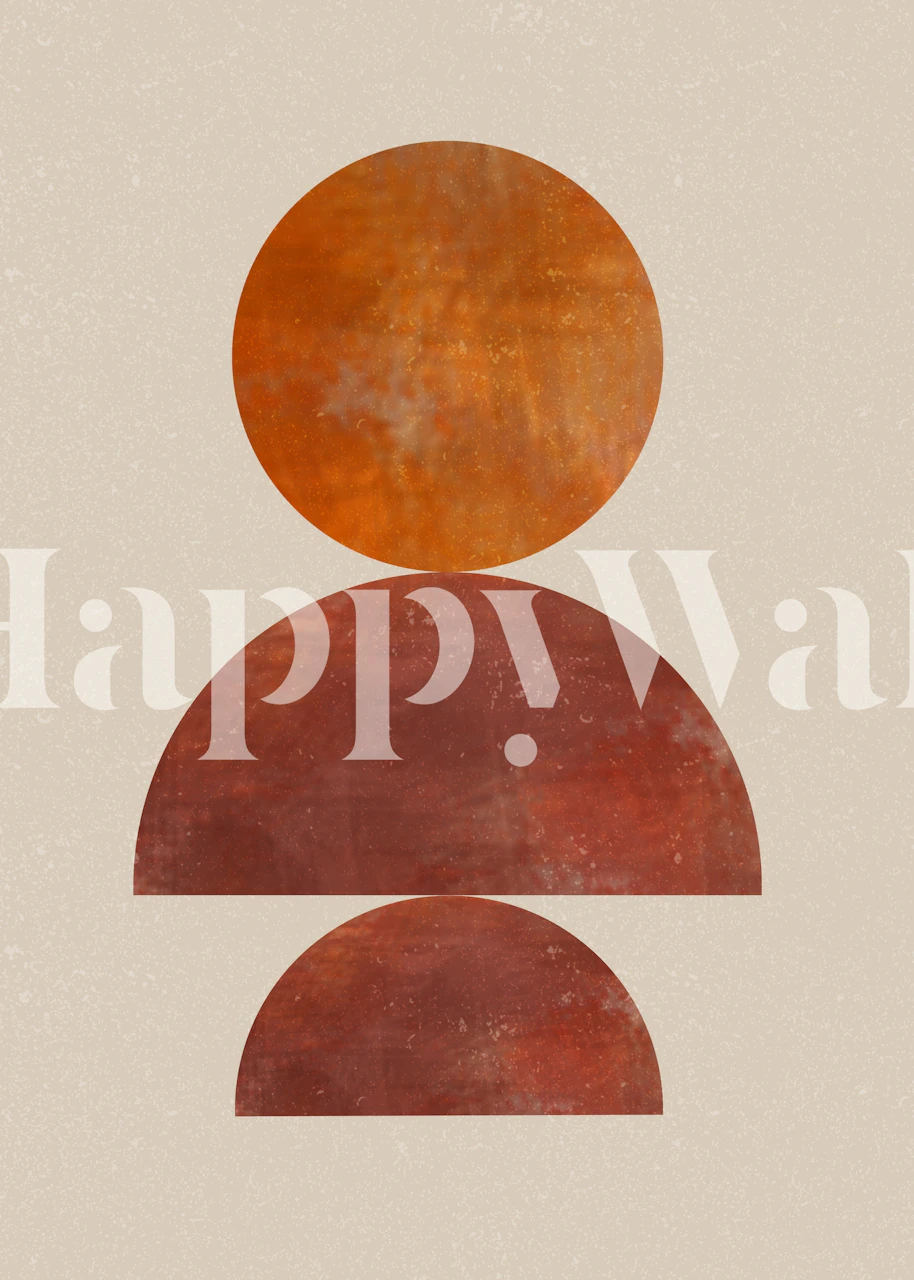 Abstract round shapes in earthy tones, boho wallpaper