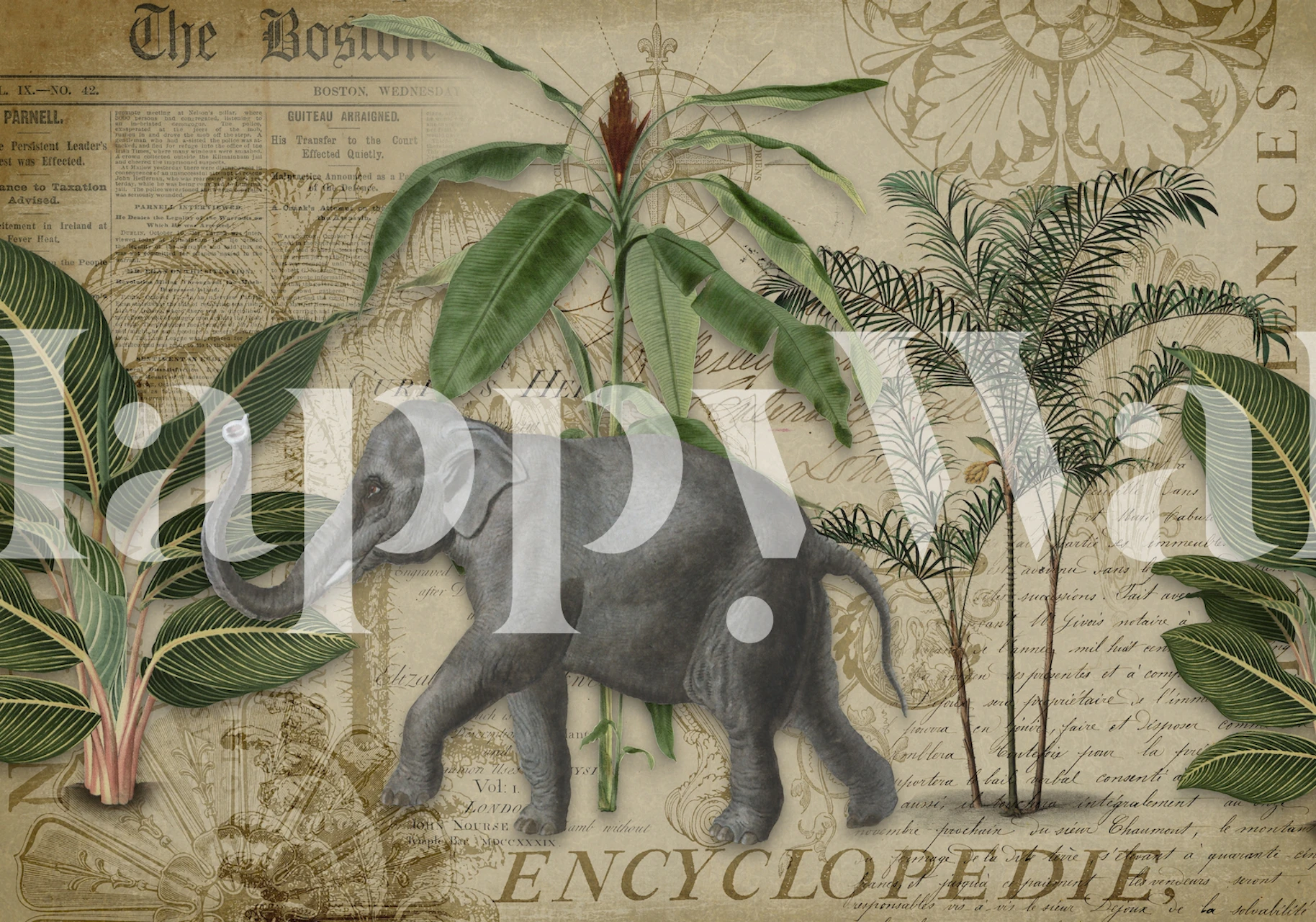 Elephants Journey Collage dizajn tapeta