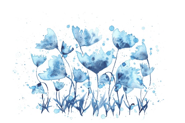 Watercolor Garden Blue 2