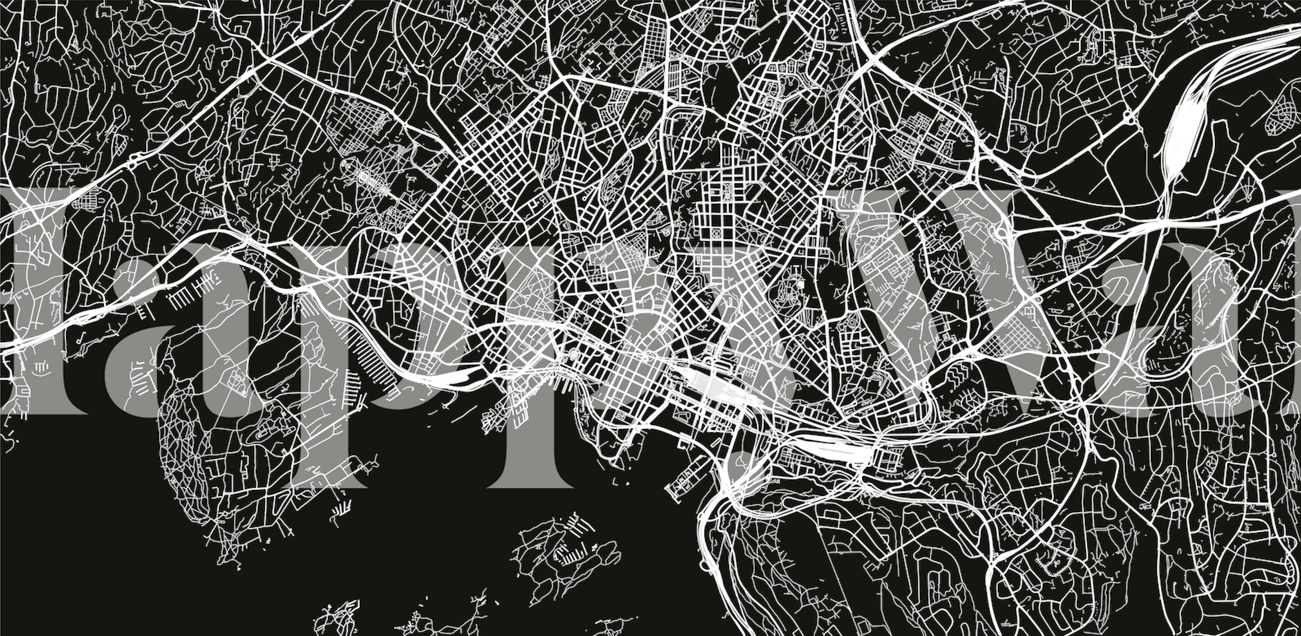 Black map design with detailed city layout wallpaper