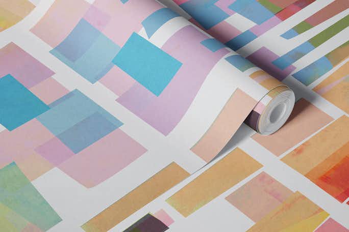 Landscape in Colored Blockswallpaper roll