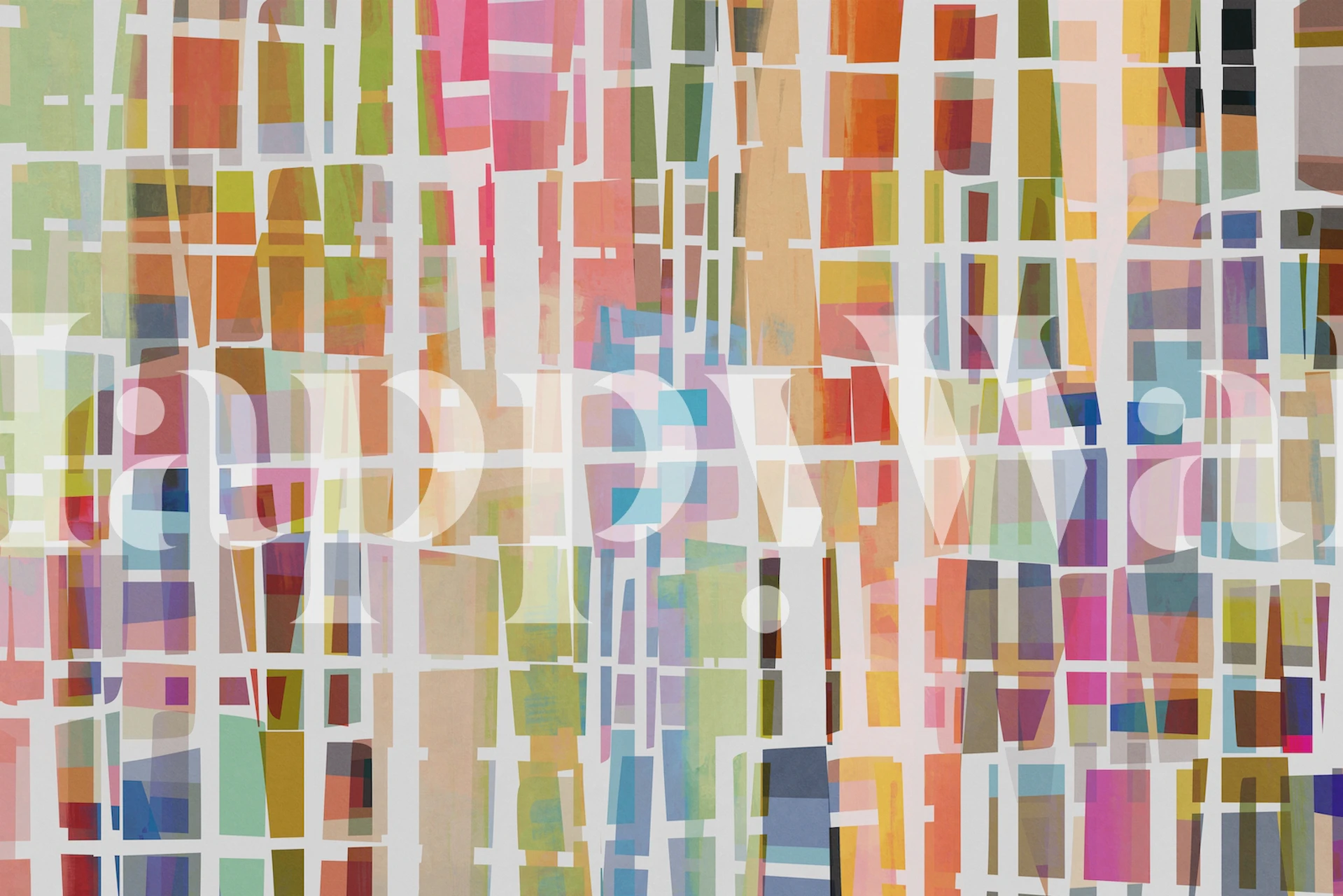 Carta da parati con motivo di blocchi colorati in una stanza