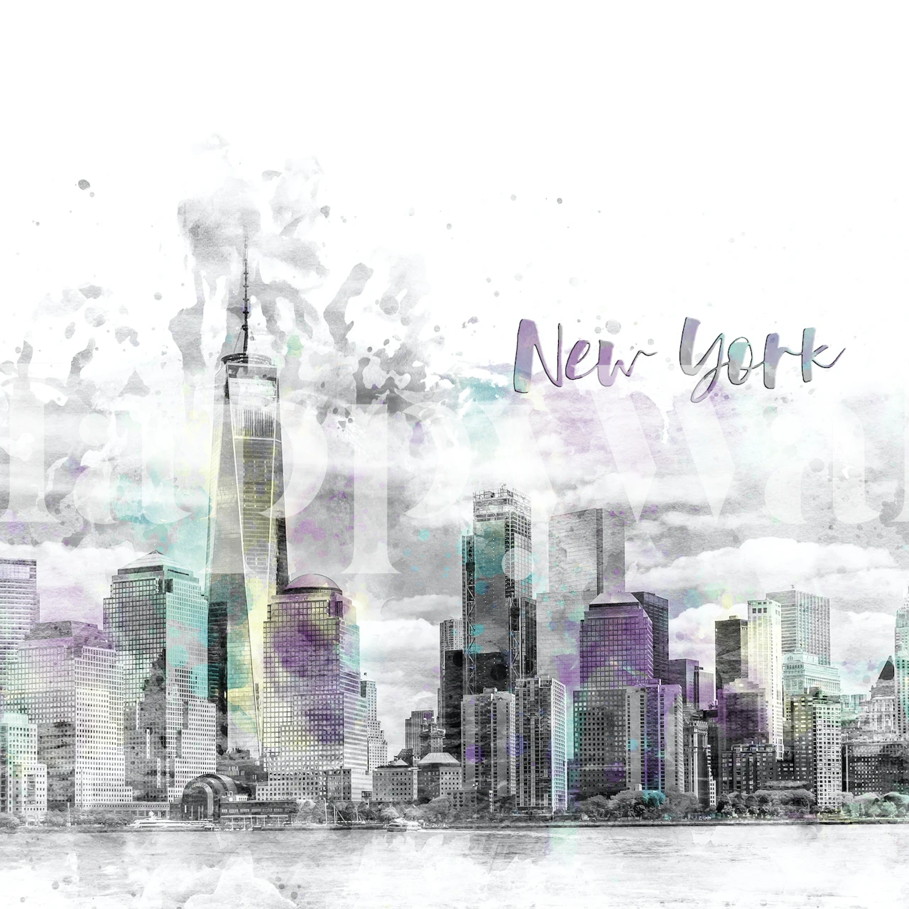 tapeta Modern Art NYC Skyline w pokoju