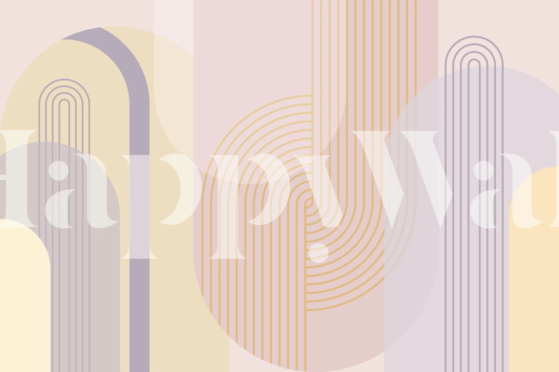 Abstrakcyjna fototapeta z łukami w pastelowych odcieniach różu, taupe i kremu