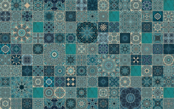 Azulejo Tiles Teal Gold
