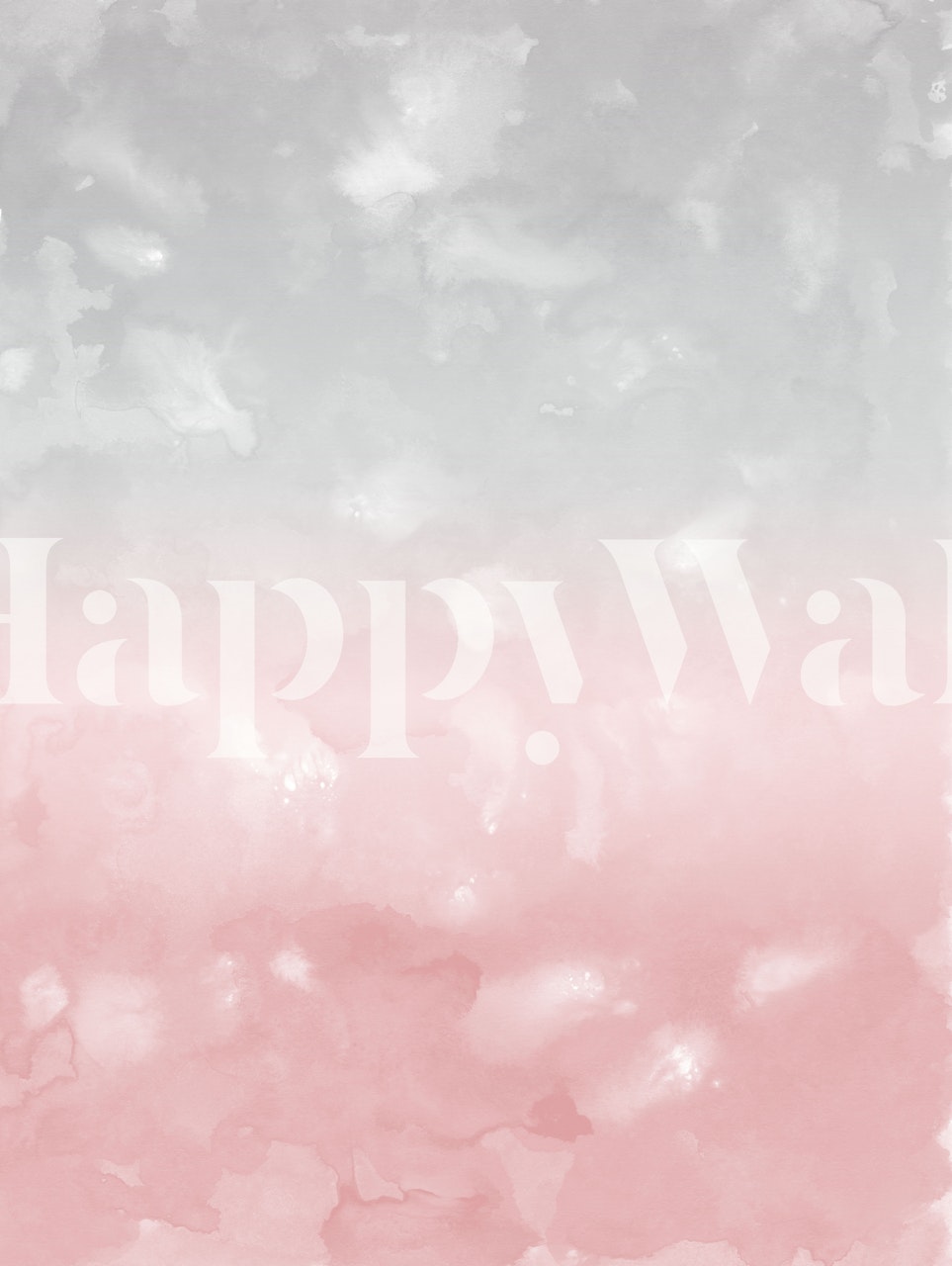 Blush and gray abstract wall mural with a soft, dreamy watercolor texture