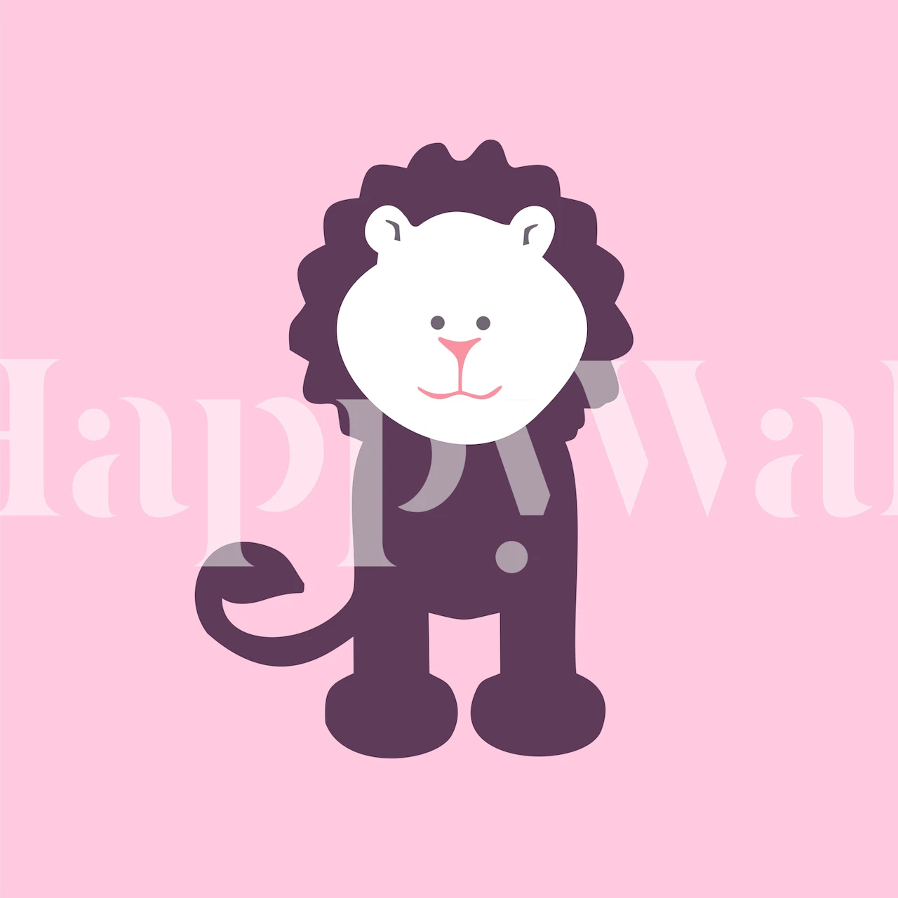 Cartoon pink lion on a soft pink background wallpaper