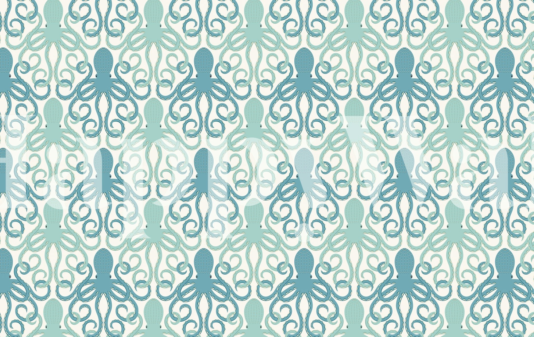 Interlocking octopus patterns in blue and teal tones wallpaper