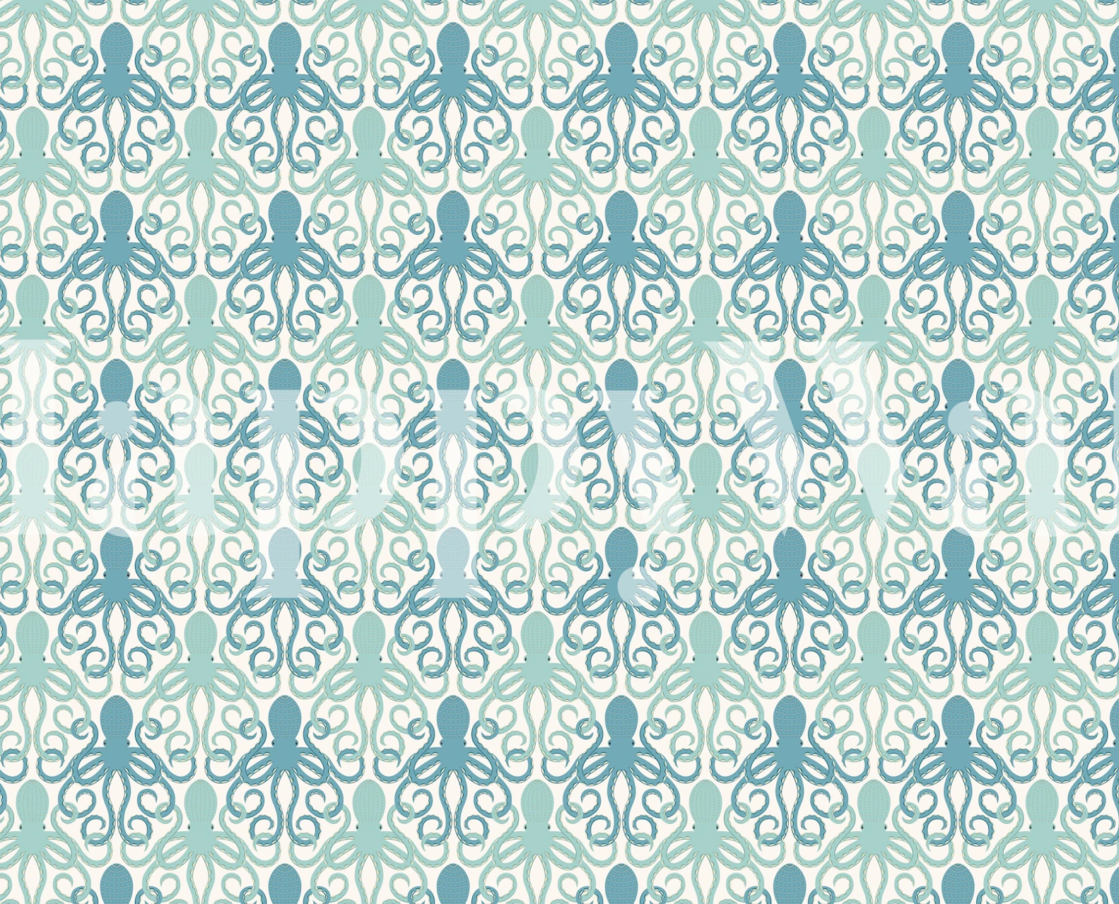 Smaller Interlocking Octopuses wallpaper in a room