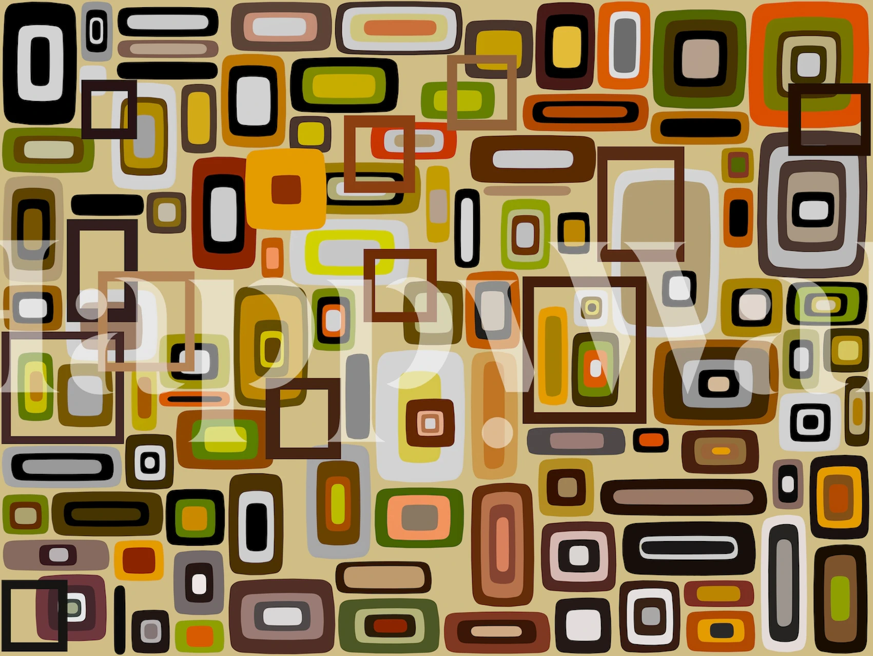 Colorful abstract geometric shapes in warm tones wallpaper