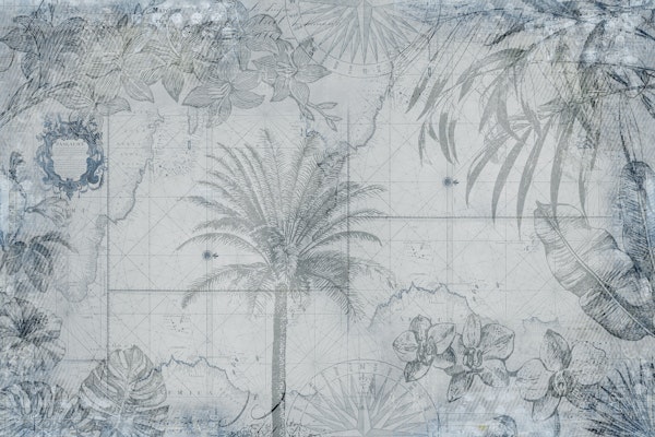 Vintage Tropical Jungle Blue