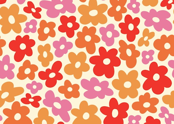 Groovy Retro Flowers 70s Color