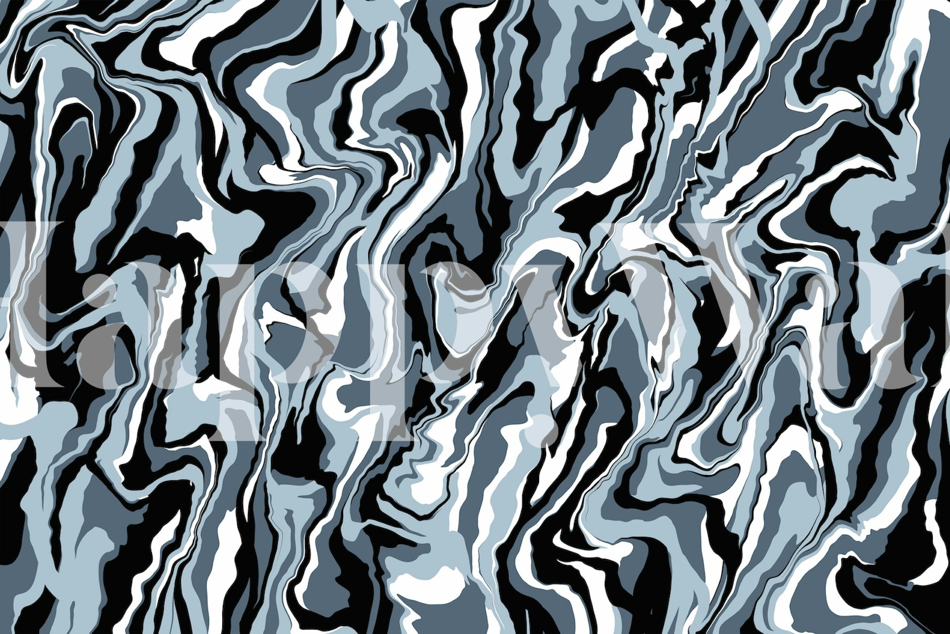 Zidna slika inspirirana apstraktnom fluidnom umjetnošću u jednobojnoj shemi boja