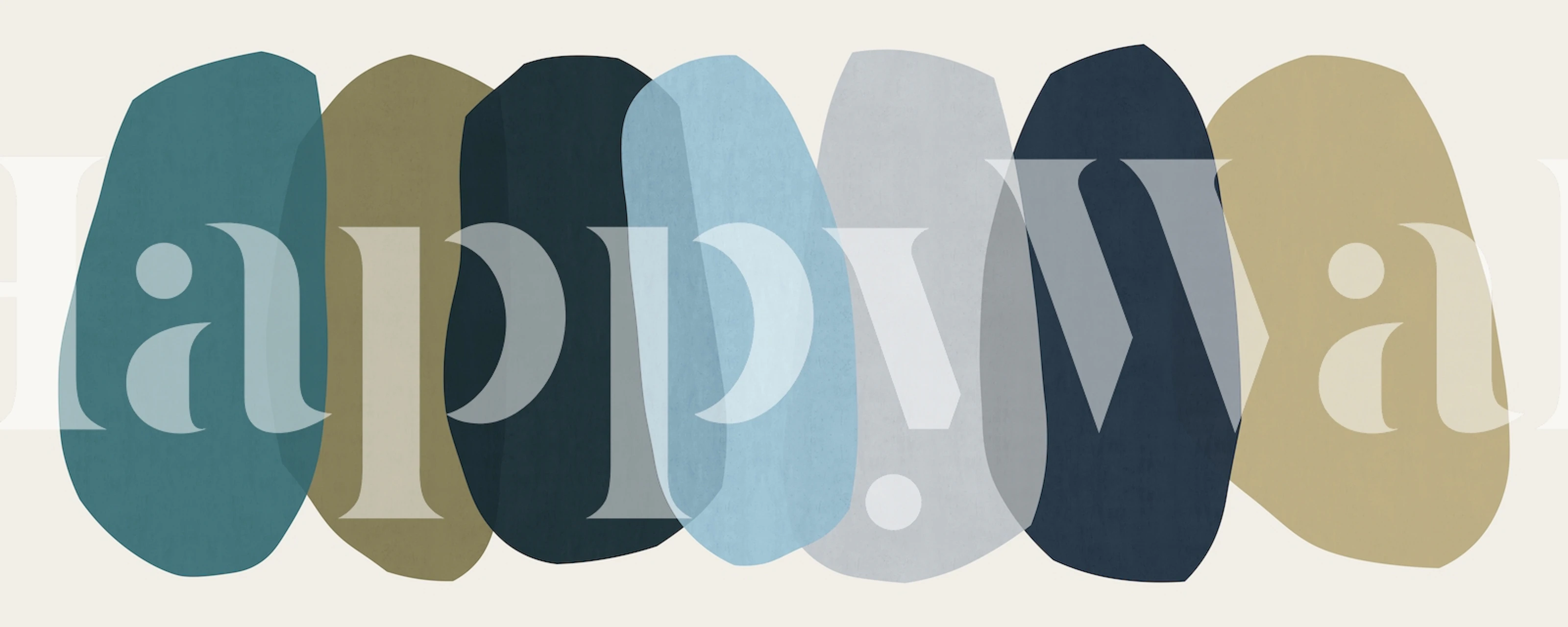 Abstract colorful shapes in blue, green, and beige wallpaper