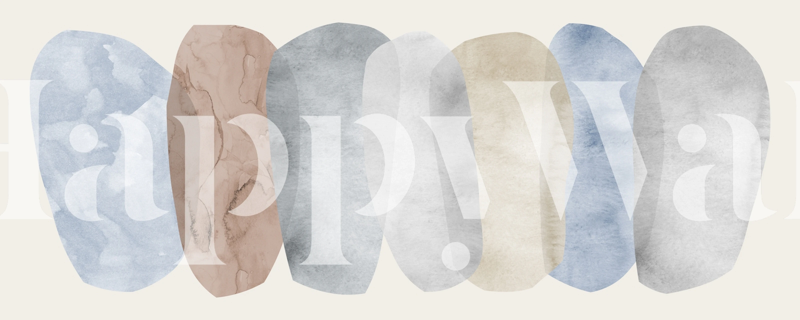 Carta da parati collage astratto pastello con rilassanti tonalità blu e neutre