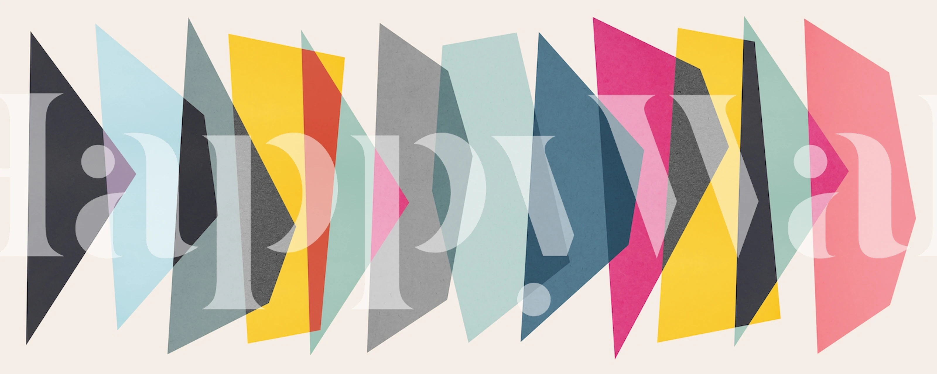 Abstract collage wallpaper design in a room