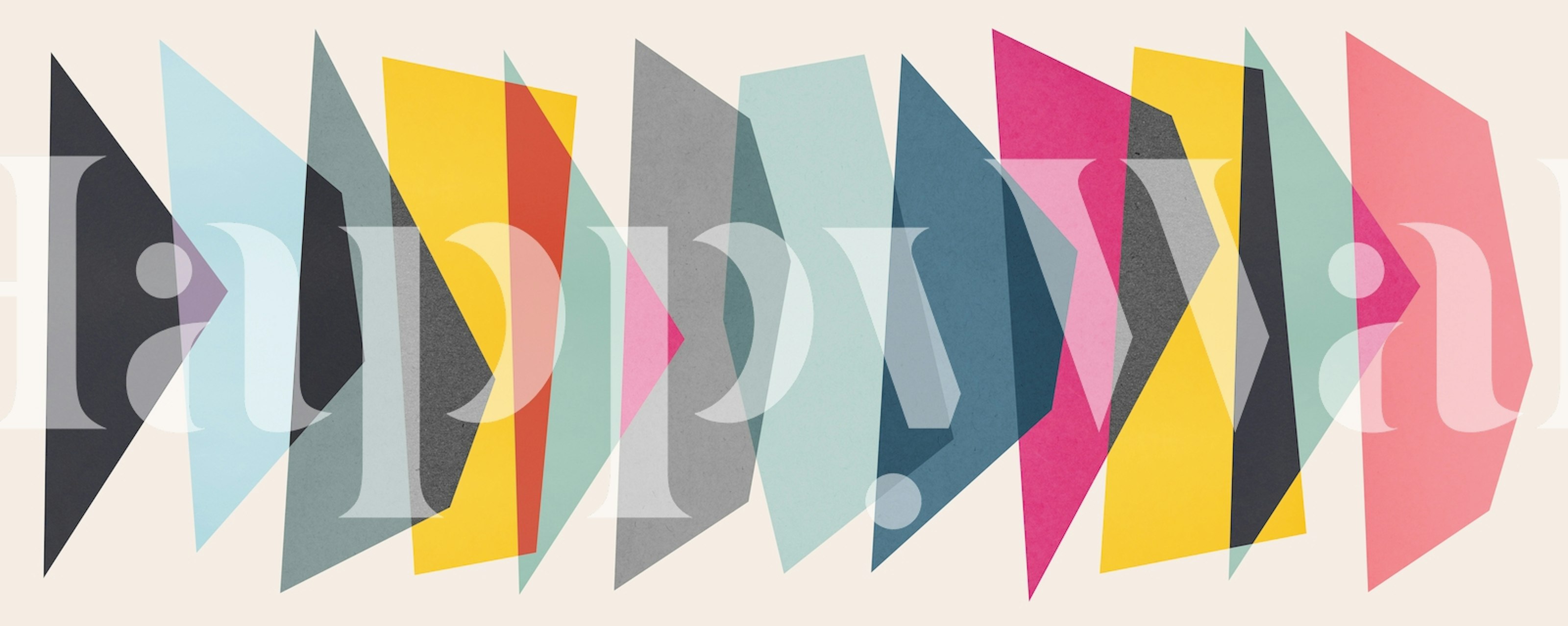 Abstract collage wallpaper design in a room