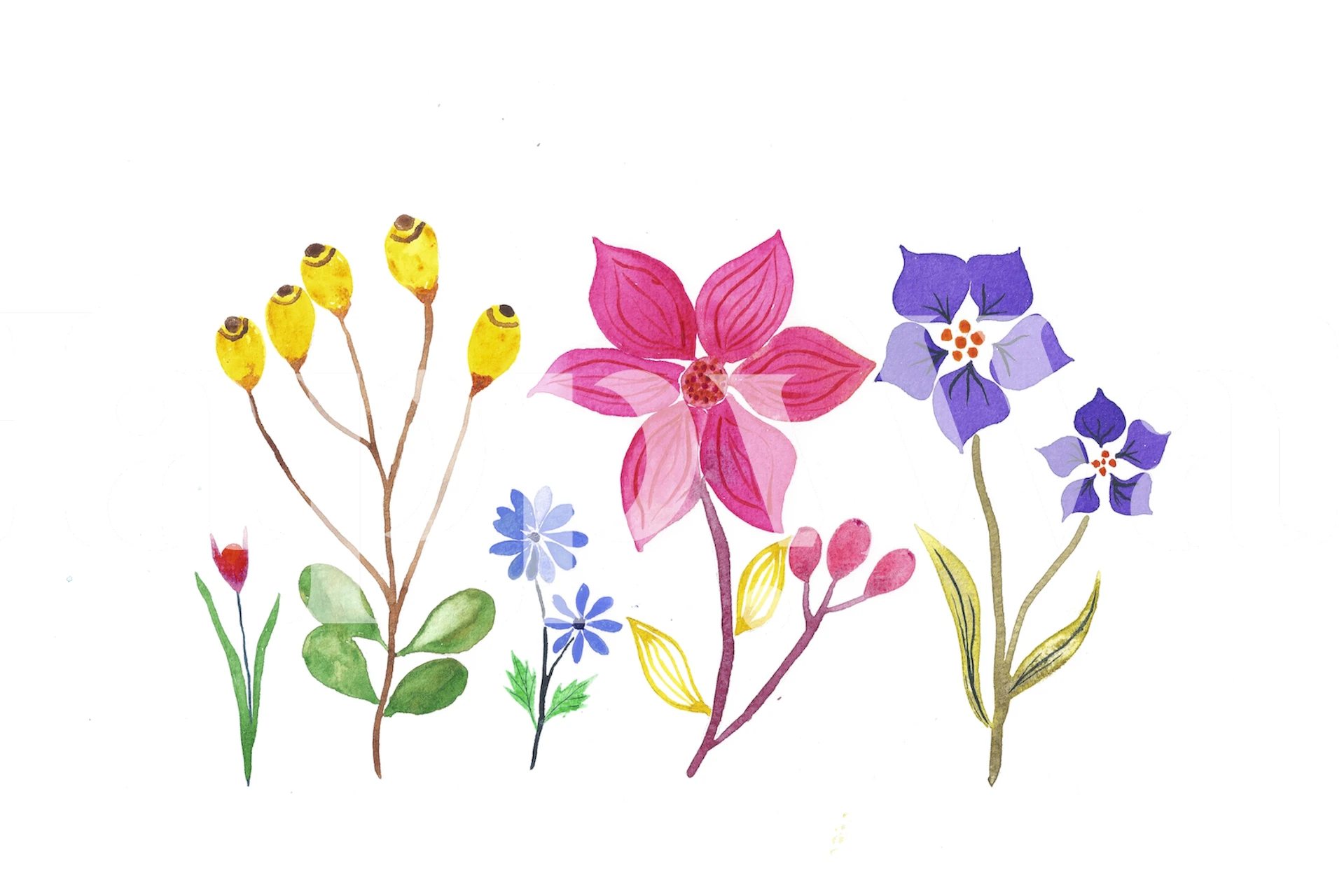 Bloemenbehang Watercolor Garden 3 in een kamer