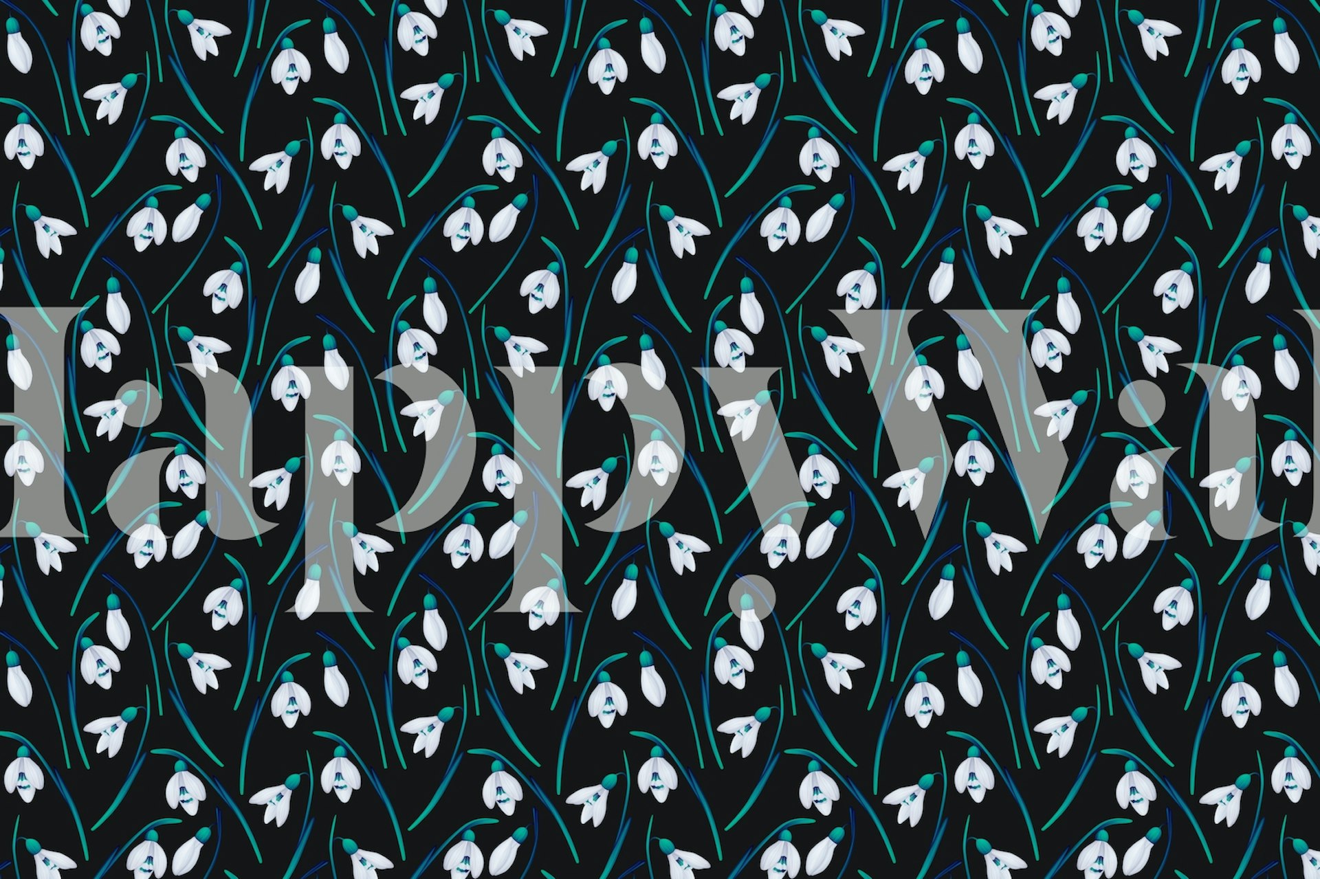 Snowdrops 2 tapetdesign i ett rum