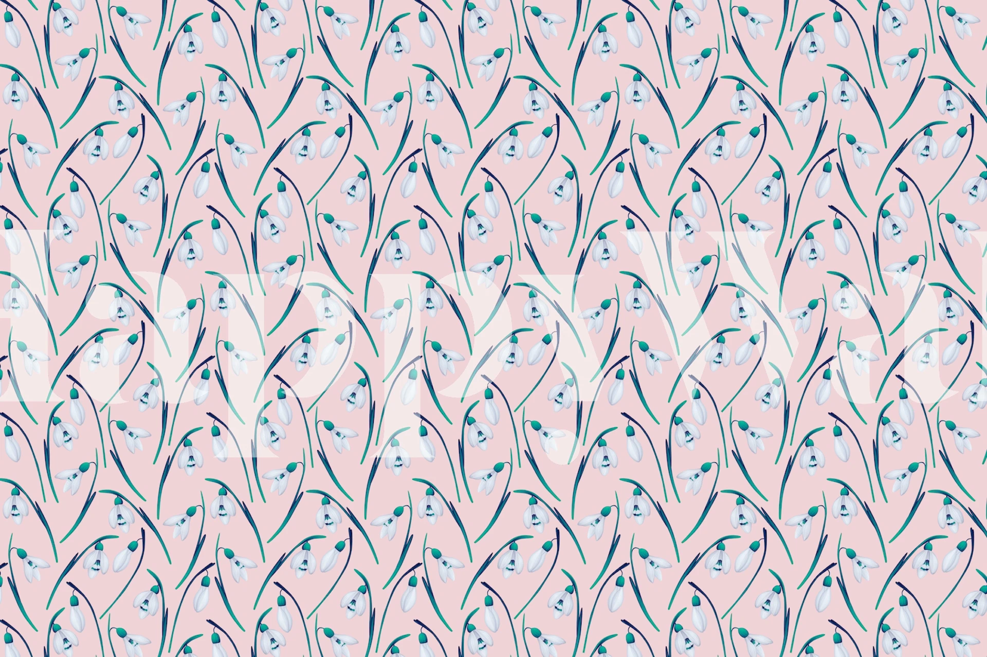 Elegant snowdrops pattern on a pastel background wall mural