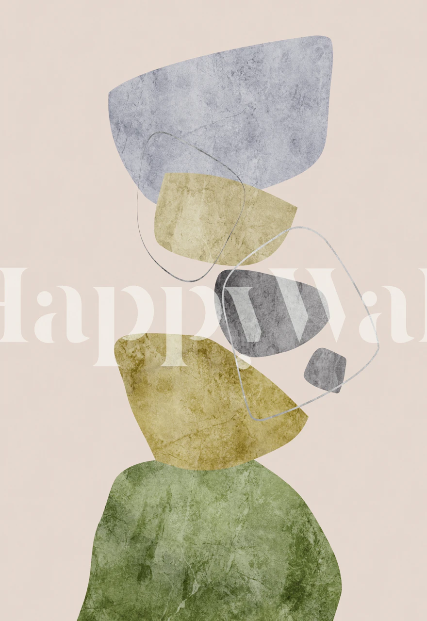 Abstract geometric shapes in soft earthy tones wallpaper