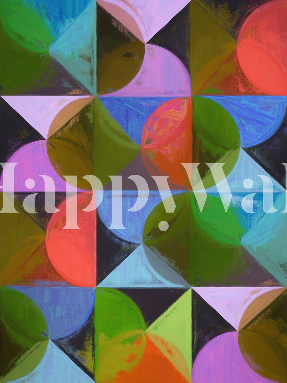 Triangles and half circles wallpaper in a room