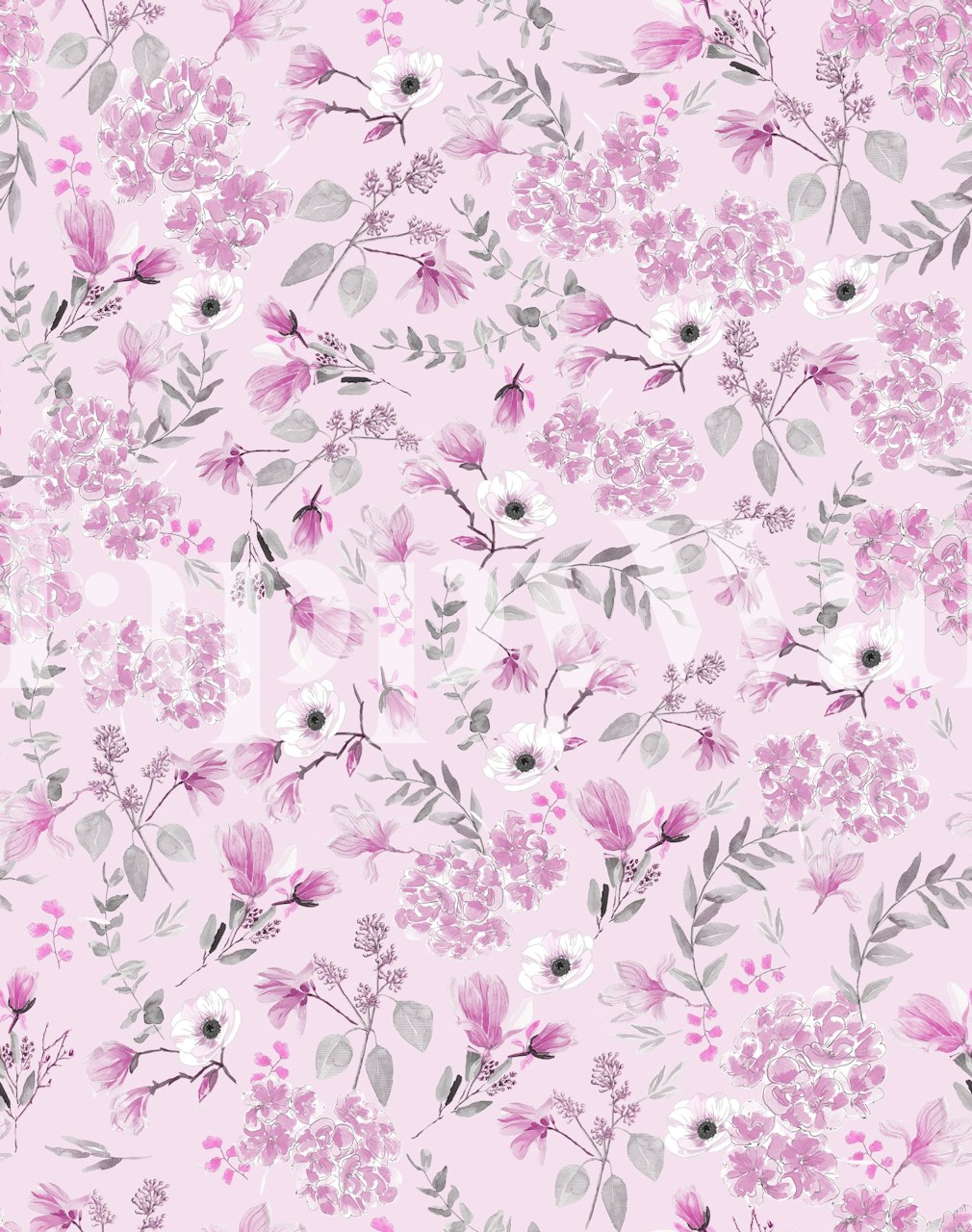 Pink floral wallpaper design in a room