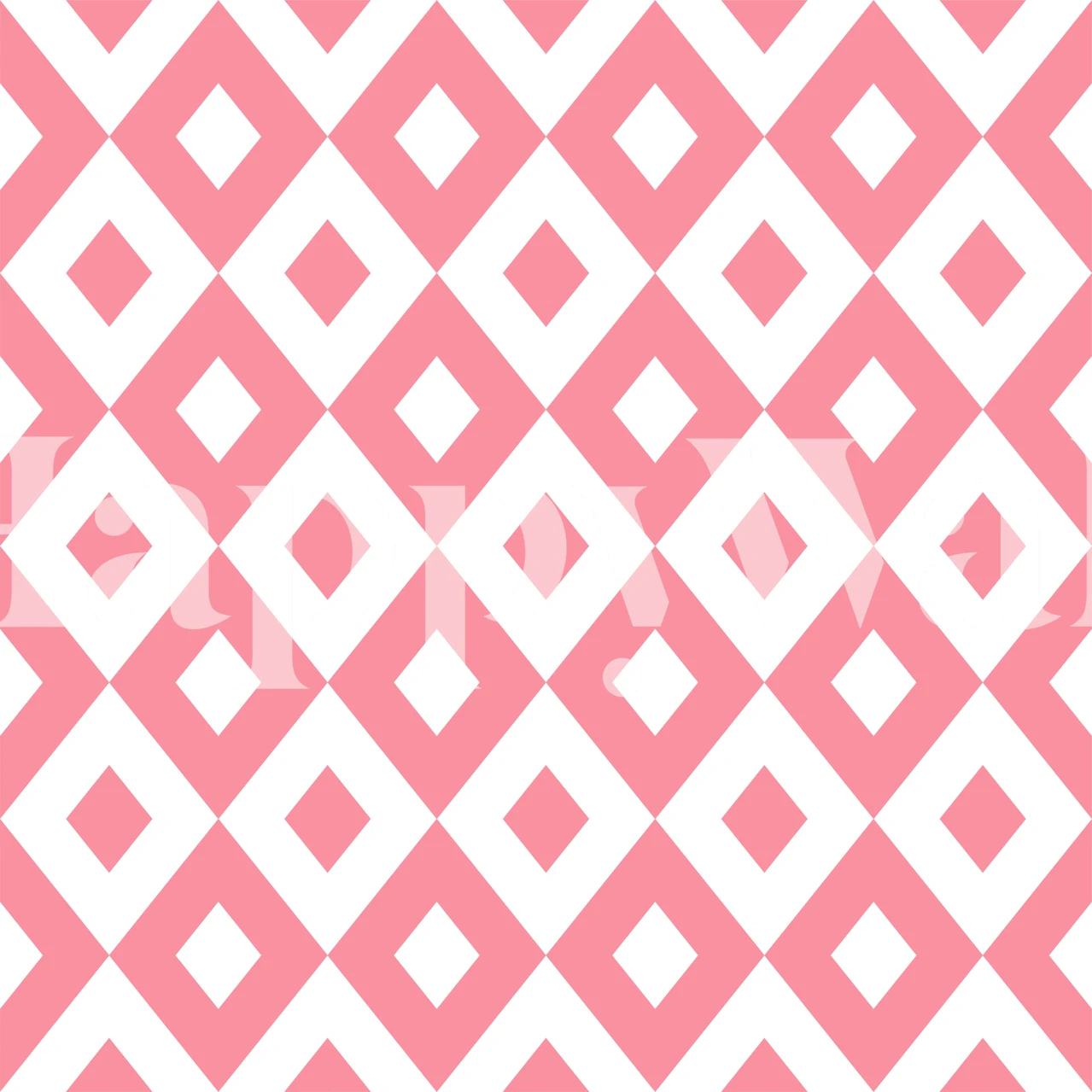 Geometric rhombus pattern in flamingo pink and white for wall mural