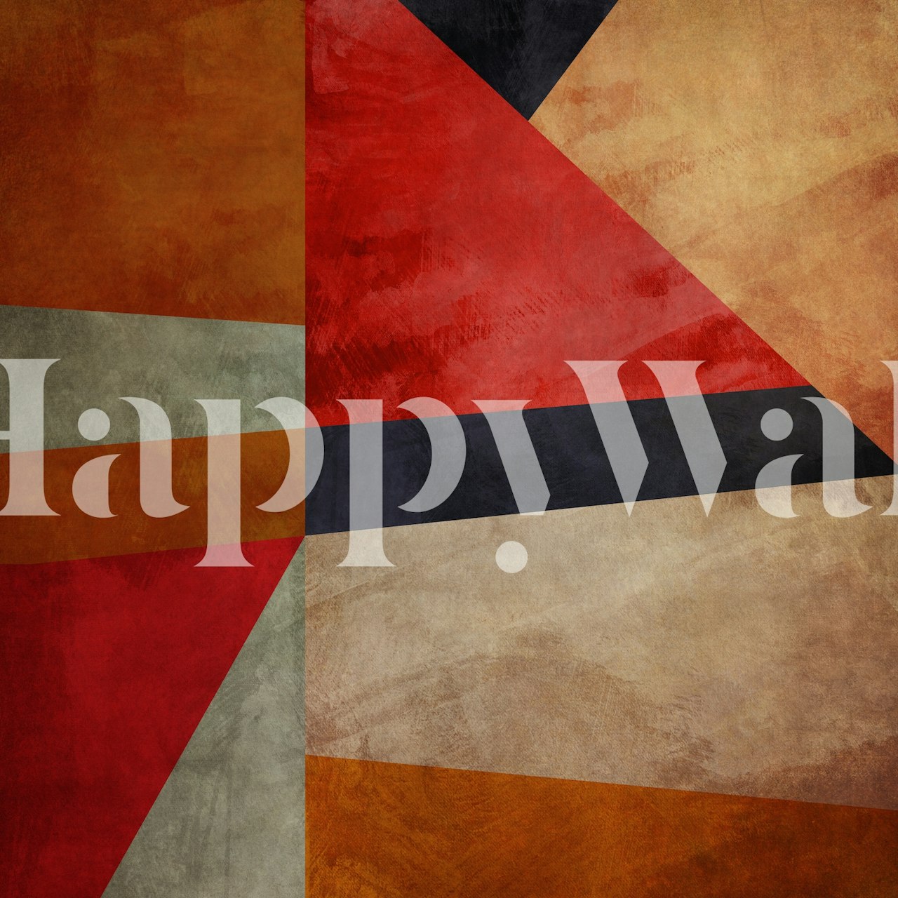 Geometric abstract wallpaper in orange, red, green, and brown hues