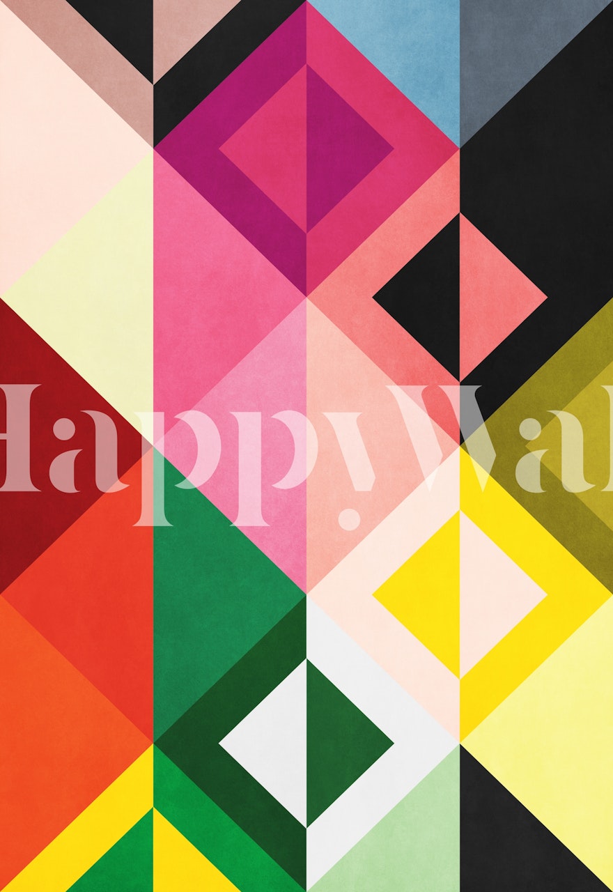 Colorful geometric shapes wall mural in bold colors