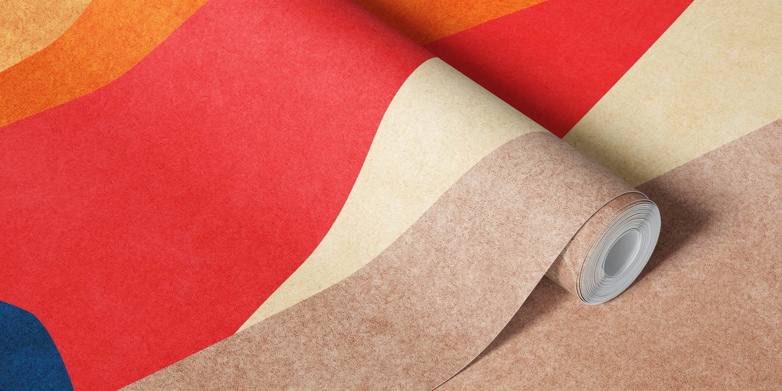 Colorful abstract geometric shapes in red, blue, and gold wallpaper