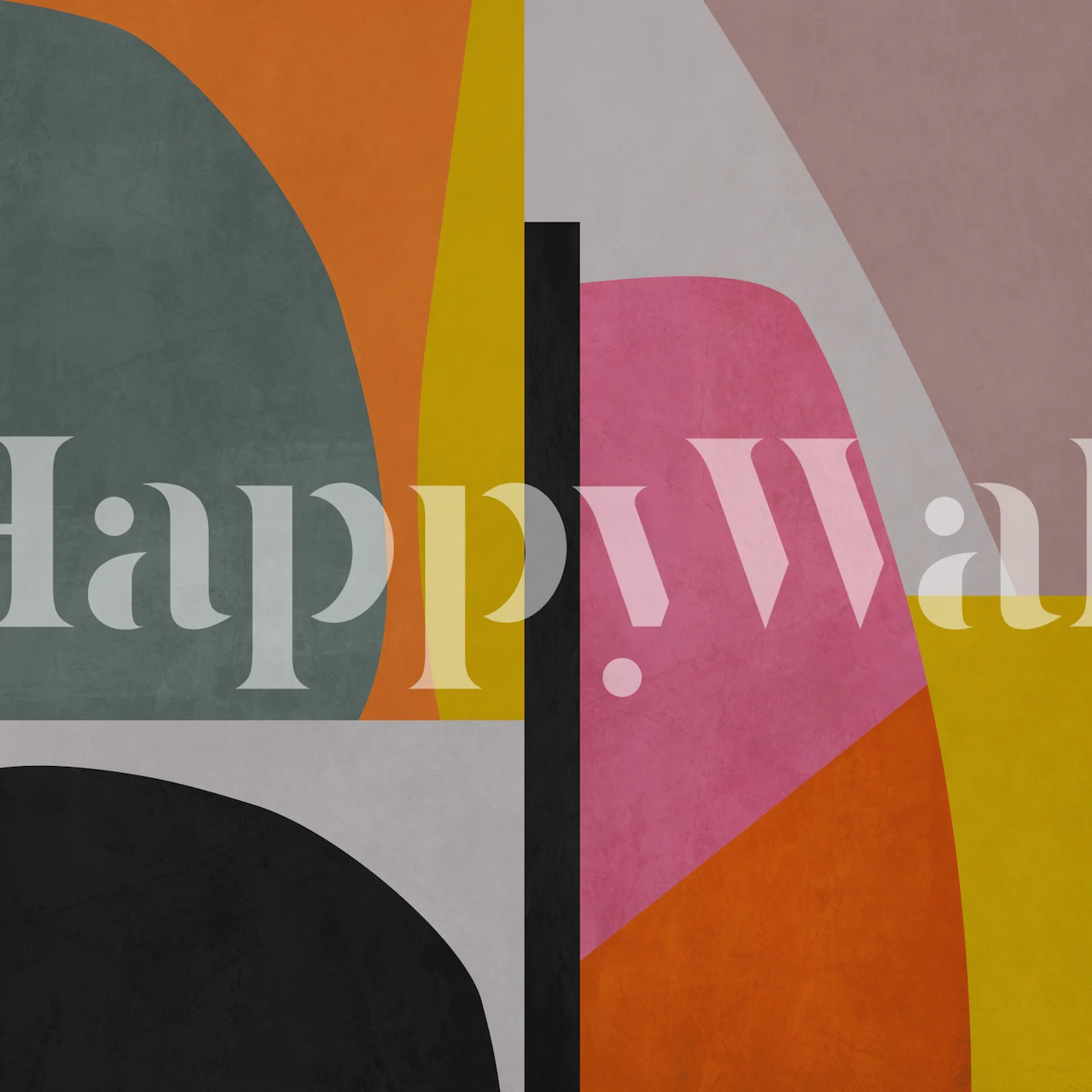 Abstract geometric shapes wall mural with playful colors on happywall.com